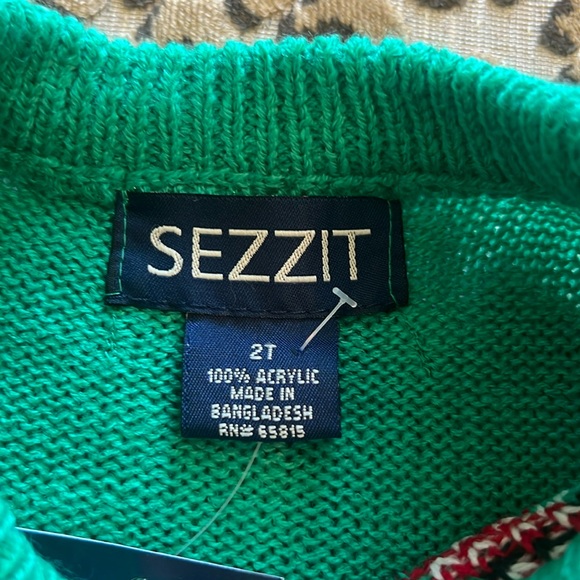 Sezzit- Boys Size 2T ~ Dinosaur Christmas Sweater ~ with Santa & Stockings too! - Picture 6 of 17